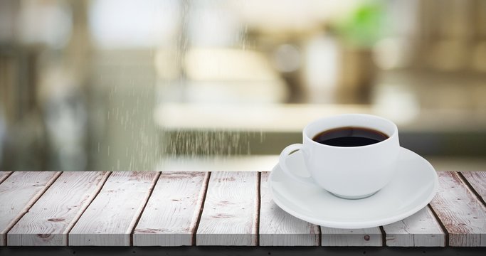 Composite image of wooden table