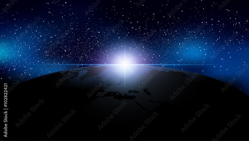 Poster abstract background is a space with stars nebula and earth.vecto