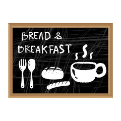 bread and breakfast word in black chalkboard