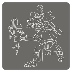monochrome icon with symbols from Aztec codices for your design