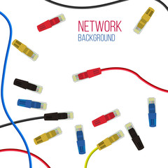Network Background. Patch Cord. Network Connection. Internet. Abstract Colorful Wire Background. Ethernet For Enterprise Networks. Vector Illustration