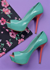 Shiny high heels, fashion concept