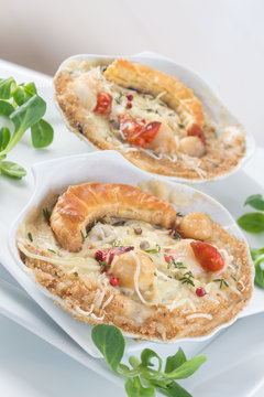 Coquilles saint Jacques gratin&eacute;s