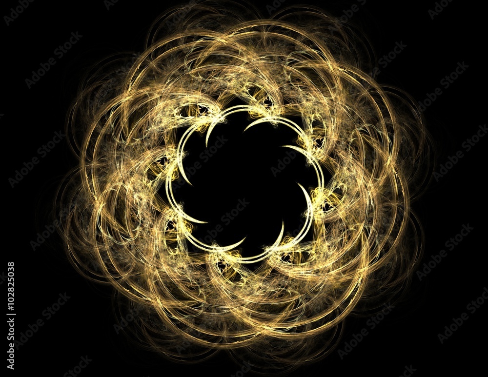 Poster elementary particles series. interplay of abstract fractal forms on the subject of nuclear physics s