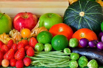 Fresh fruits and vegetables for healthy