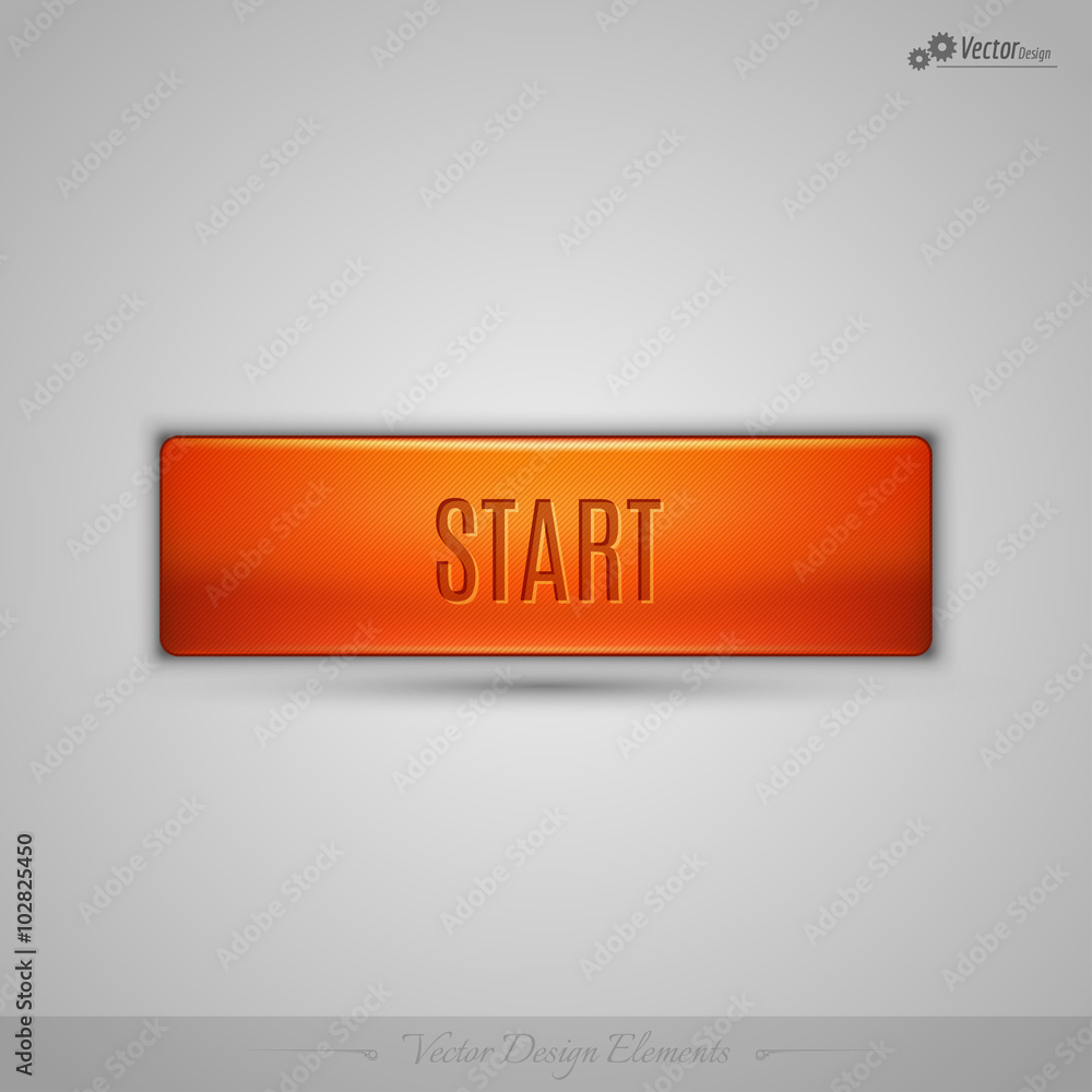 Poster orange vector web button with shadow on the gay background