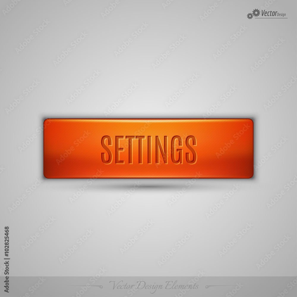 Poster orange vector web button with shadow on the gay background