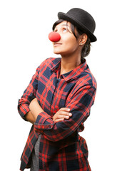 latin girl wearing clown clothes