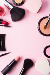Obraz na płótnie Canvas Make-up products and tools
