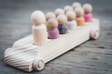 Wooden Peg People Driving Riding