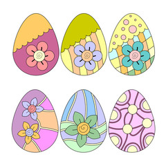 Colorful Easter Egg Collection over white Background