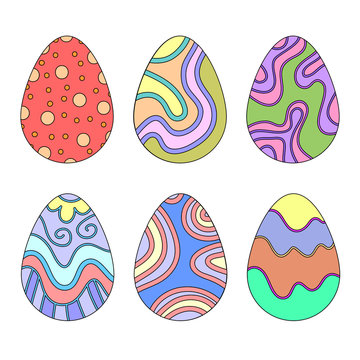 Colorful Easter Egg Collection over white Background