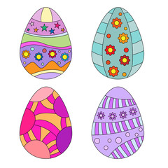 Colorful Easter Egg Collection over white Background