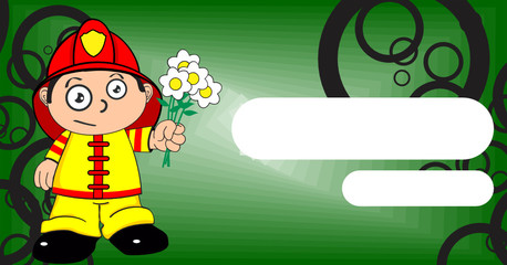 Obraz na płótnie Canvas cute young firefighter kid cartoon background in vector format
