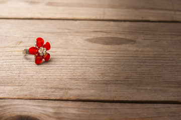 Dating ring on a wooden table