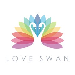 Swan Logo, Love Swan Flower Rainbow Design Vector Logo Template