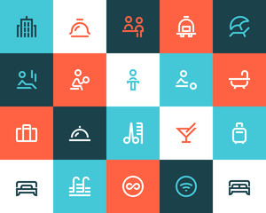Hotel icons. Flat style