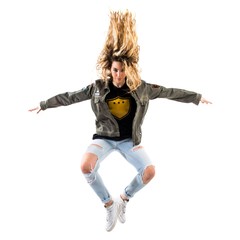 Teenager girl jumping