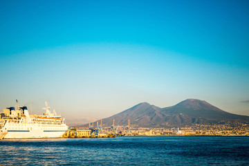Street view of old town in Naples city