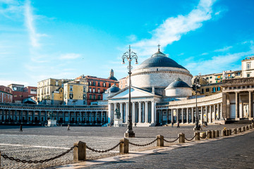 Fototapeta na wymiar San Francesco di Paola, Plebiscito Square in Naples