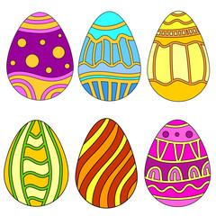 Colorful Easter Egg Collection over white background