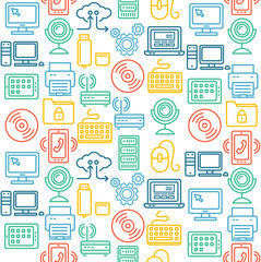 Computer Technology Seamless Pattern. Vector
