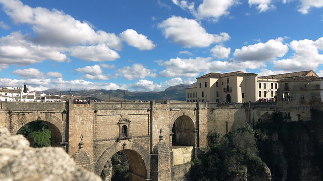 View of Ronda bridge in Andalusia
