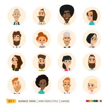 Business characters avatars set