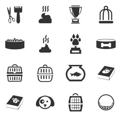 Goods for pets icons set