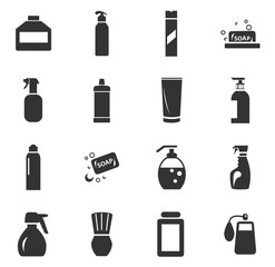 Household chemicals icons set