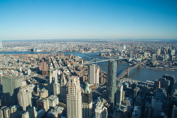 New York Skyline- Downtown view of Brooklyn Bridge and Manhattan Bridge