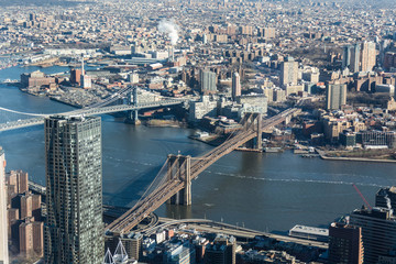 Fototapeta premium Downtown Manhattan- view of Brooklyn Bridge and Manhattan Bridge