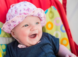 Cute baby girl with pink hat