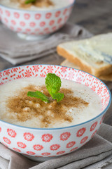 Rice pudding and toast
