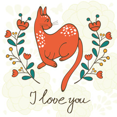 Love card with elegant cat