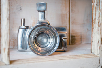 Decorative Silver Metal Camera