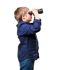 little boy with binoculars