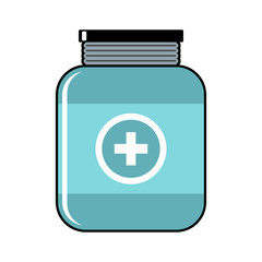 Medical bottle cartoon icon isolated on white background