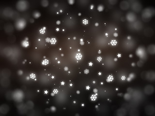 Christmas brown background. The winter background, falling snowf