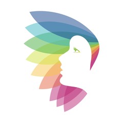 Skin Care Logo, Lotus Flower Shaped Women Face Design Vector Logo Template