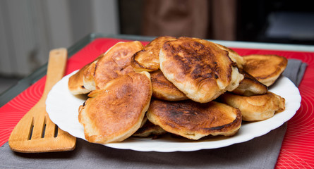 delicious homemade pancakes baking in the pan