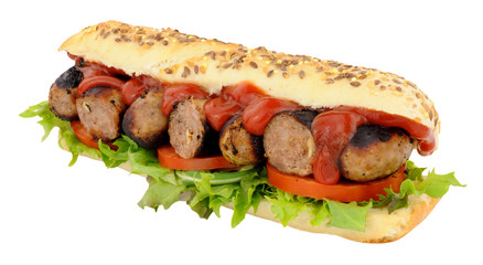 Sausage And Salad Sub Roll Sandwich