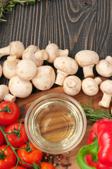 Vegetables mix with mushrooms, spices and oil