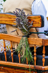 Calèche décoré bouquet lavande 