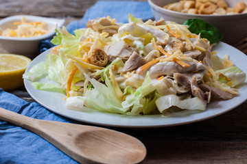 caesar salad on bowl