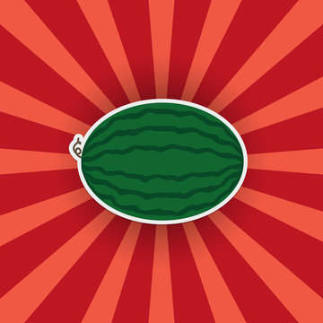 Watermelon sticker on a bright background