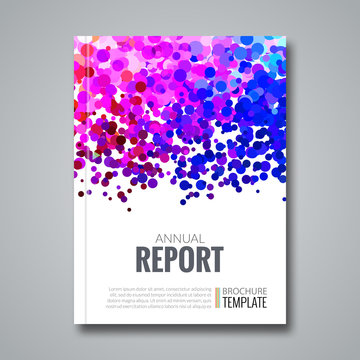 Business Report Design Background with Colorful Dots, simulating ink. Dotwork Brochure Cover Magazine Flyer Template, vector illustration