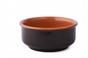 empty terracotta bowl isolated on white background