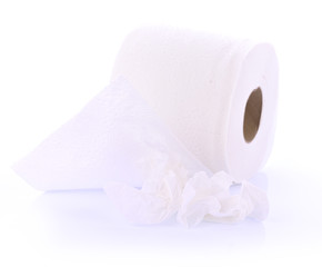 toilet paper on white background