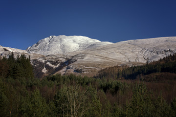 Snow capped mountain on a Sunny day